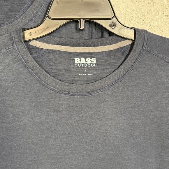 BASS OUTDOOR Men's Micro Tech Performance Tee shirt set of 2 Navy Blazer Large - Picture 3 of 6